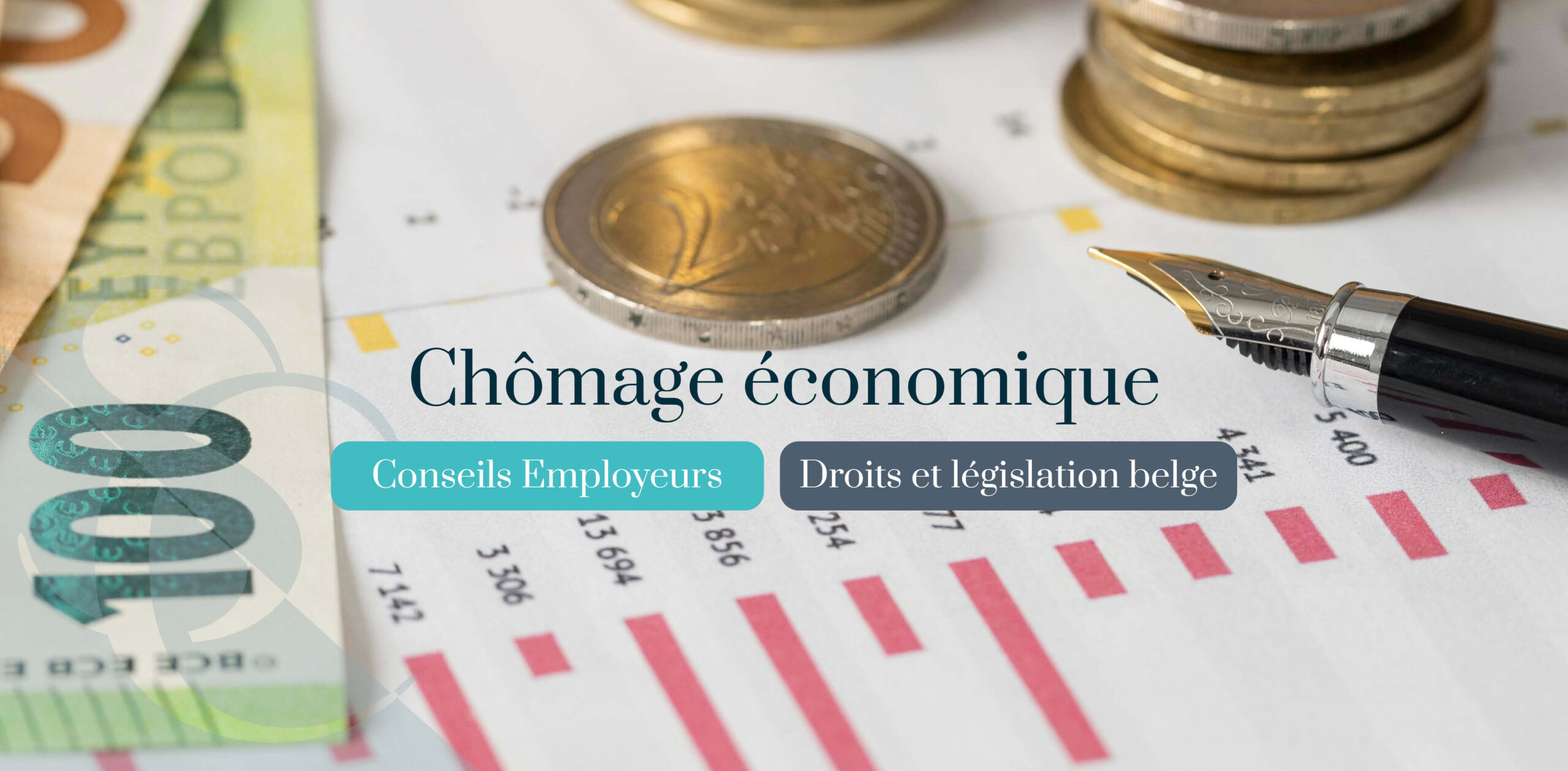 chomage-economique-employes documents comptables et billets avec piĂšces de monnaies
